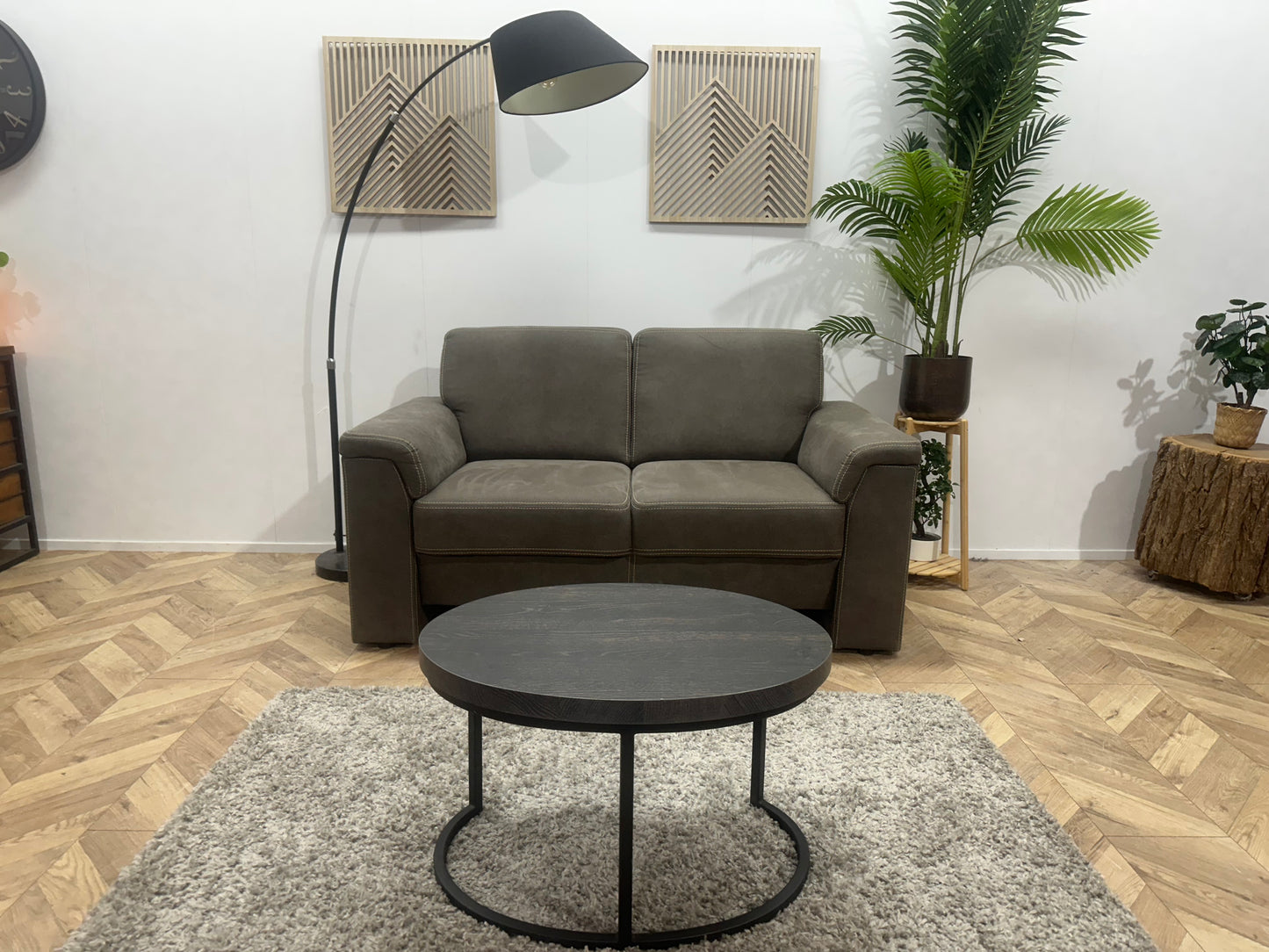 Grijze Suède Stoffen 2.5-Zits Bank ~ Vaste Kussens