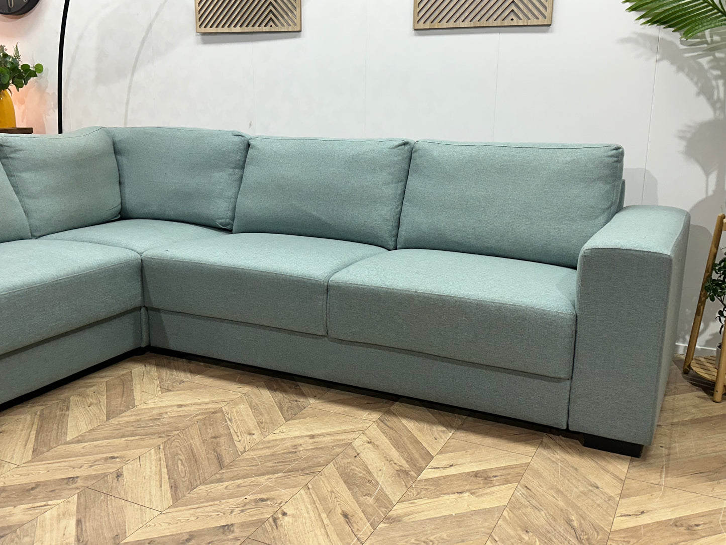 Licht Blauwe Hoekbank ~ Losse Kussens Met Afneembare Hoezen