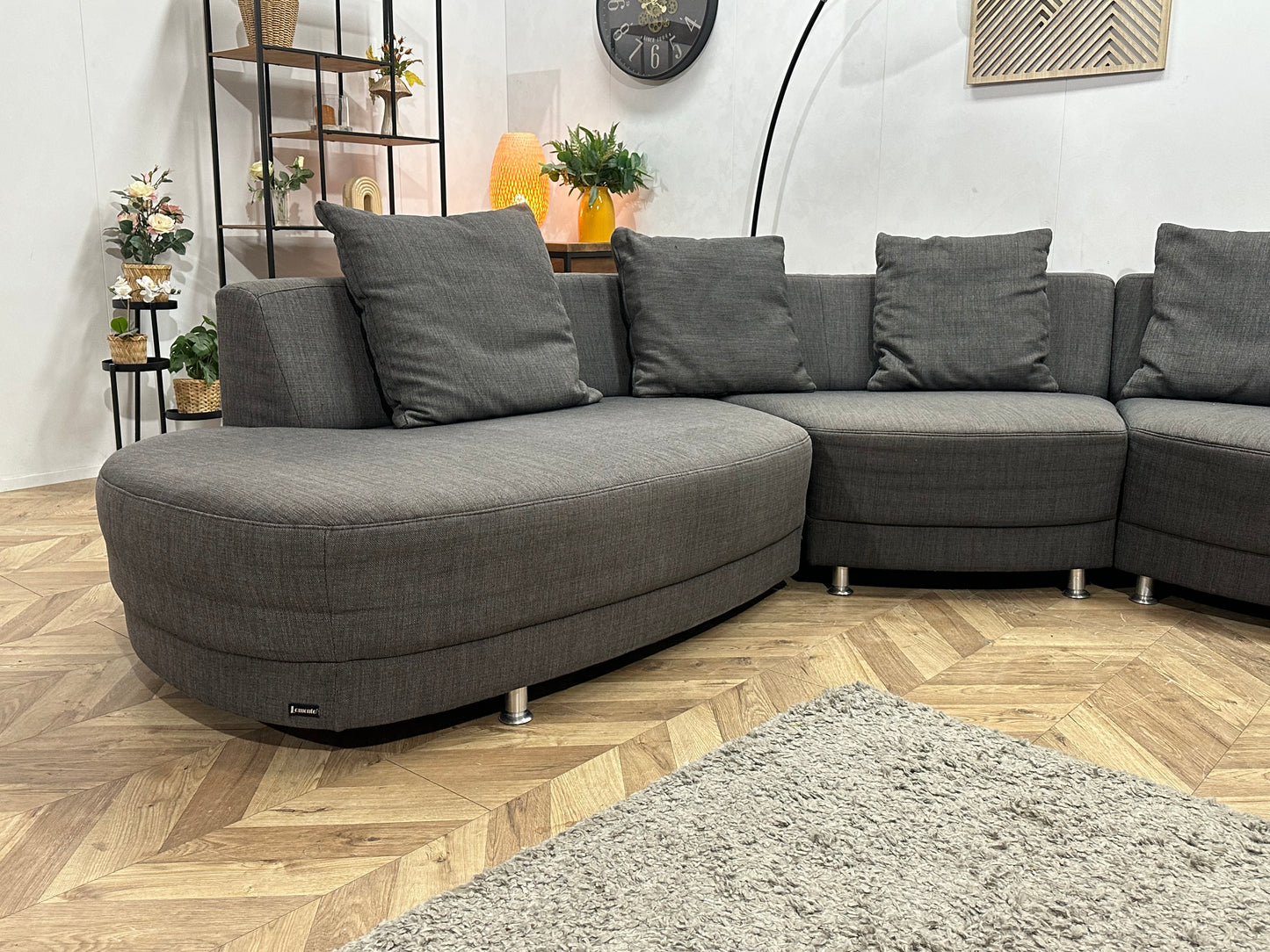Lamonta Antraciet Design U Bank Inc Hocker ~ Losse Rugkussens Met Afneembare Hoezen