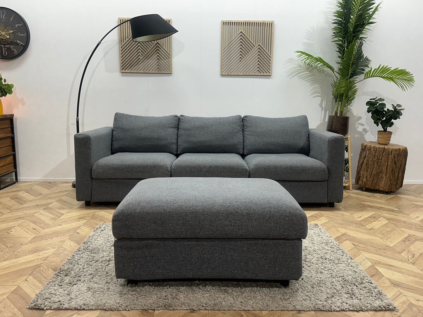 Antraciet 3-Zits Bank Inc Hocker ~ Losse Kussens Met Afneembare Hoezen