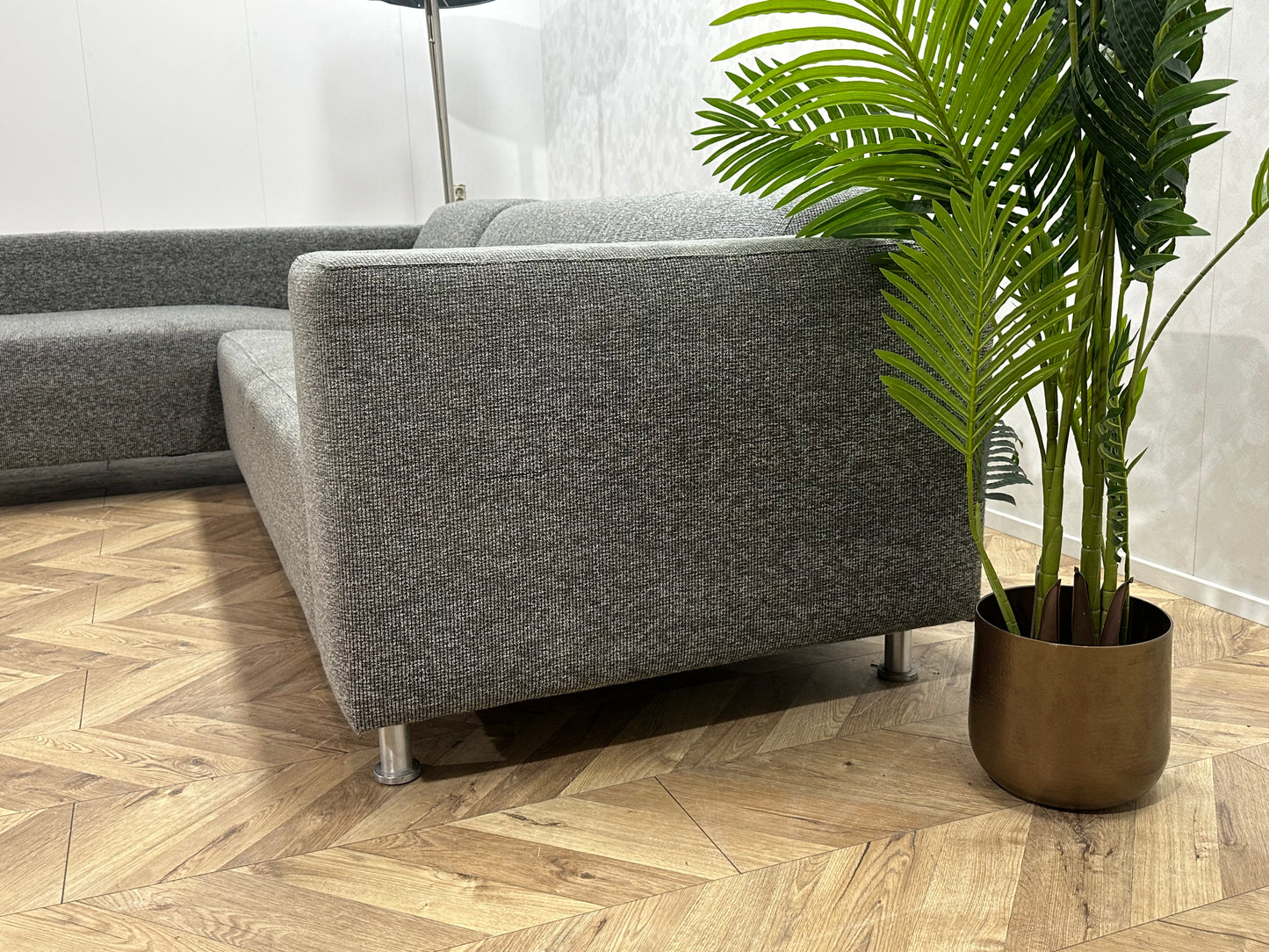 Antraciet Hoekbank Inc Hocker ~ Vaste Kussens