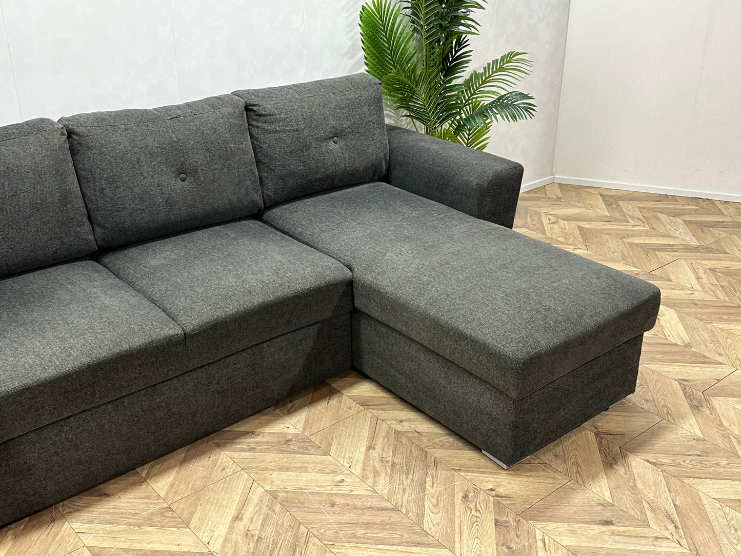 Grijze Hoekbank ~ Opbergruimte ~ Slaapfunctie