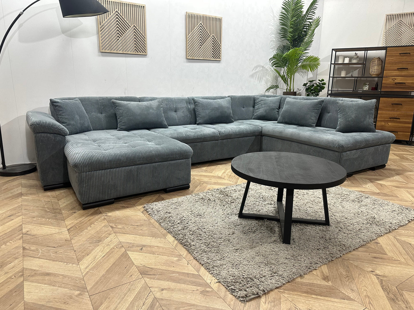 !Showroommodel! Grijze Ribstof U Bank