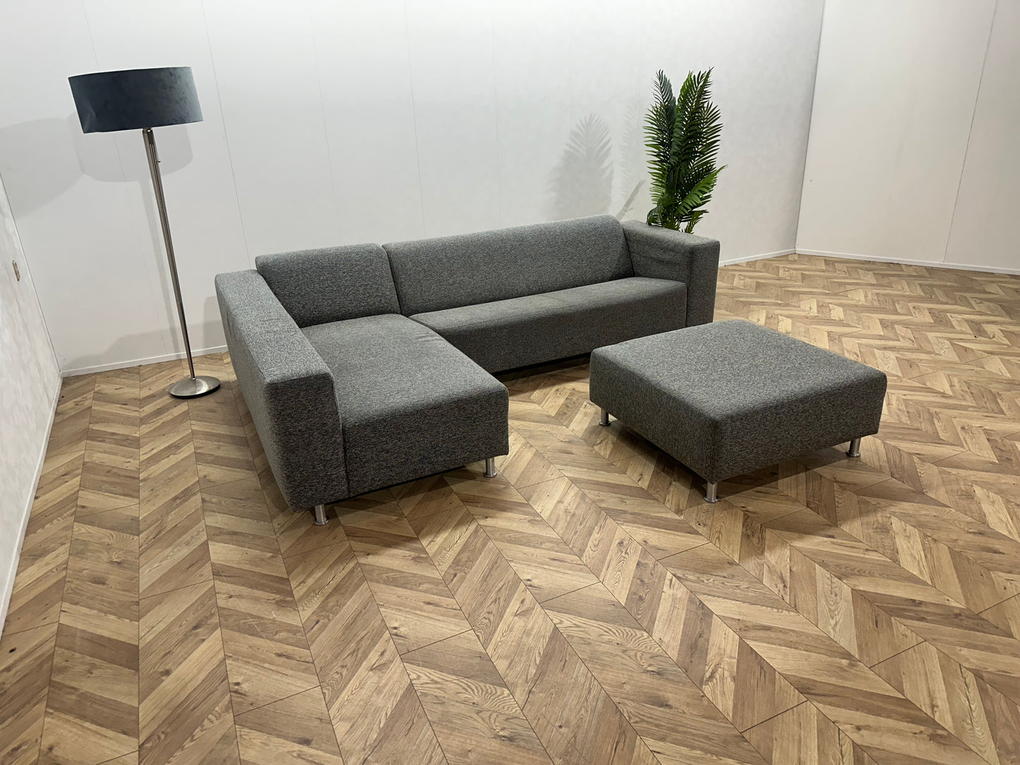 Antraciet Hoekbank Inc Hocker ~ Vaste Kussens