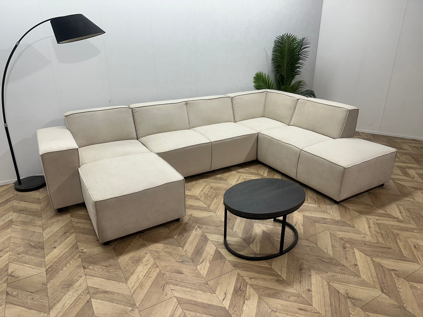 !Showroommodel! Crème Suede Stoffen U Bank
