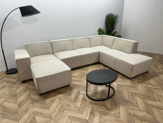 !Showroommodel! Crème Suede Stoffen U Bank