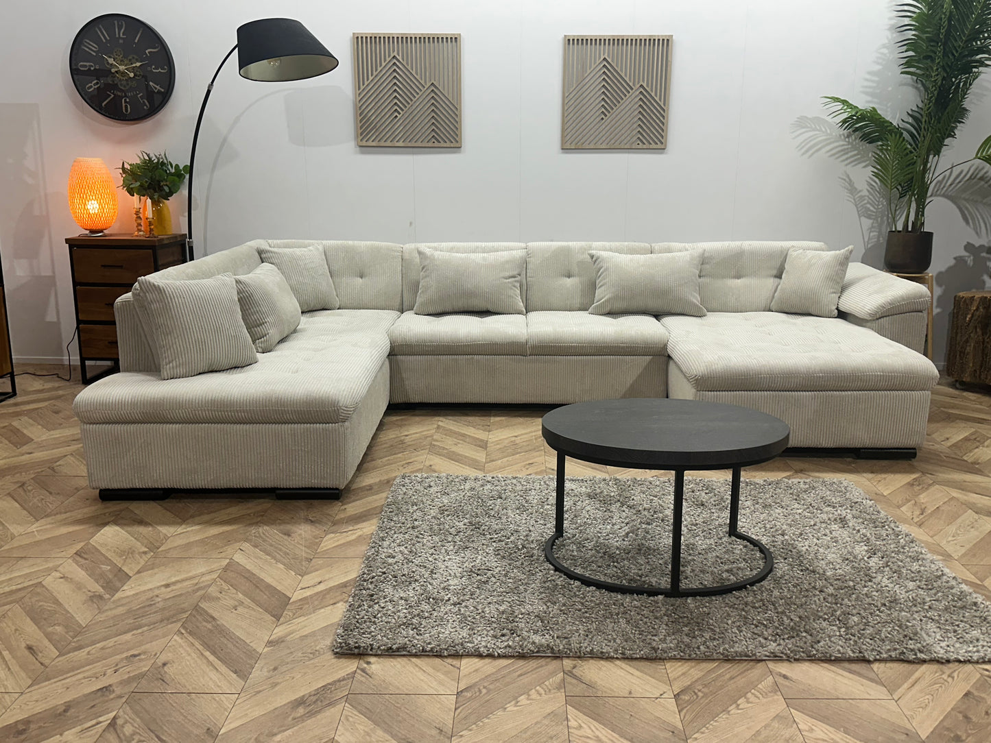 !Showroommodel! Witte Ribstof U Bank