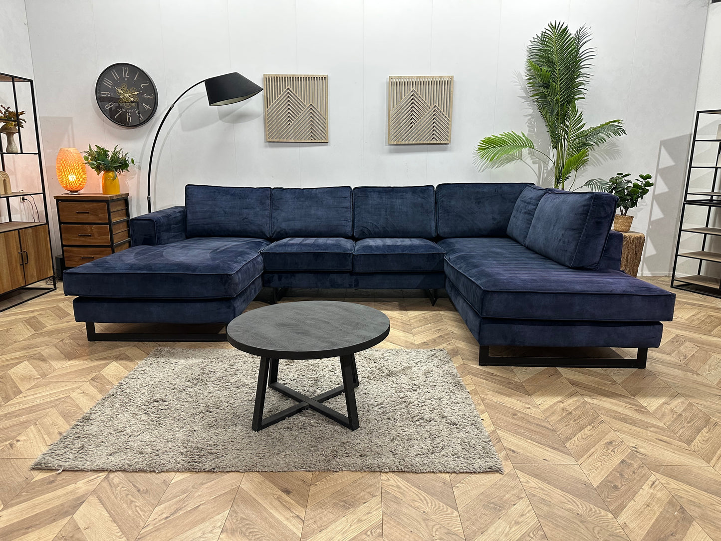 Blauwe Velvet U Bank ~ Losse Kussens Met Afneembare Hoezen