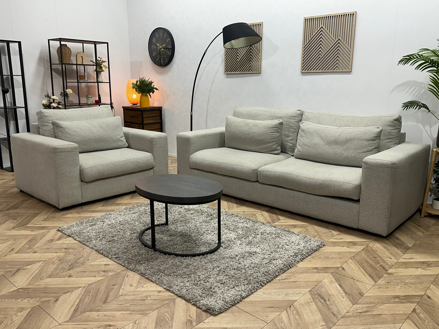 Licht Grijze 2.5-Zits Bank Inc Fauteuil ~ Losse Kussens Met Afneembare Hoezen