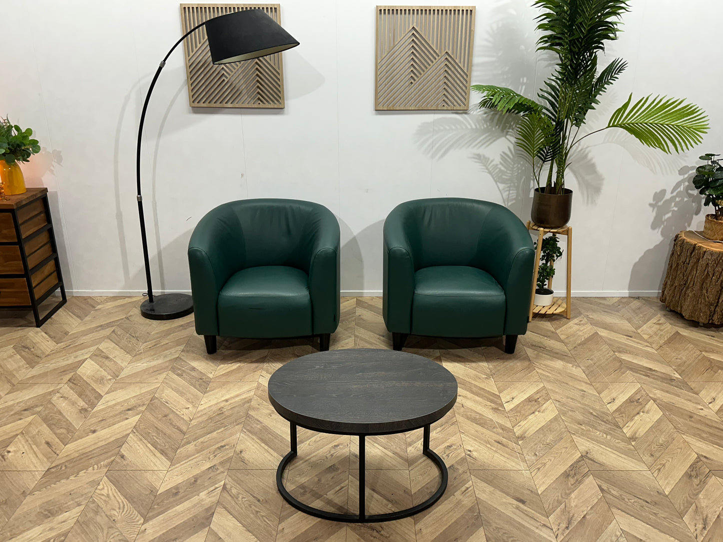 Groene Echt Lederen Stoelen Set