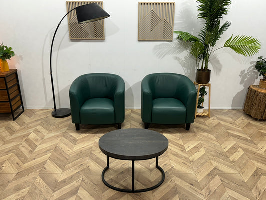 Groene Echt Lederen Stoelen Set