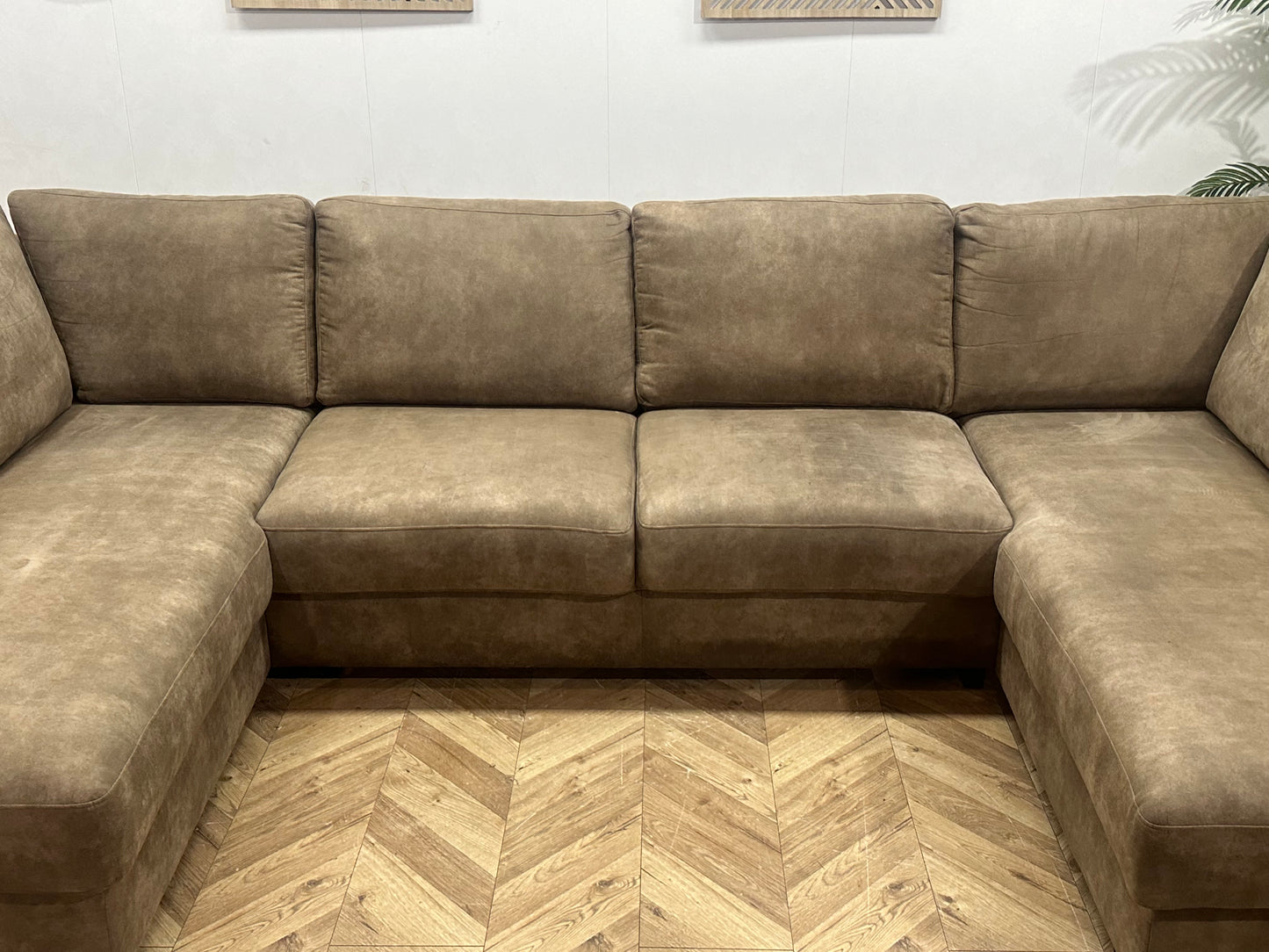 Bruine Suède Stoffen U Bank ~ Losse Rugkussens Met Afneembare Hoezen