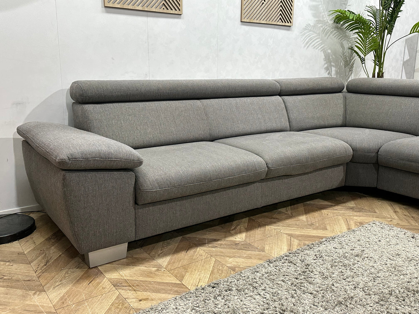 Grijze Hoekbank ~ Verstelbare Arm/Hoofdsteunen