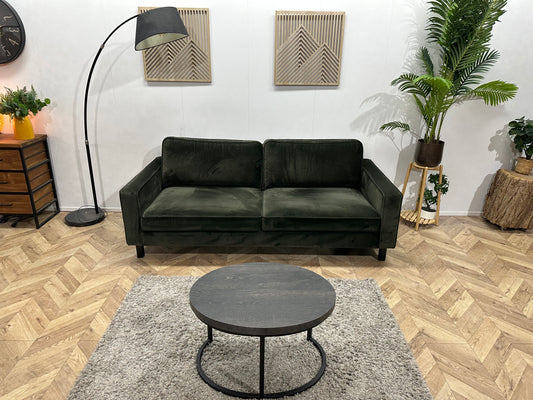 Groene Velvet Stof 2.5-Zits Bank ~ Losse Kussens Met Afneembare Hoezen