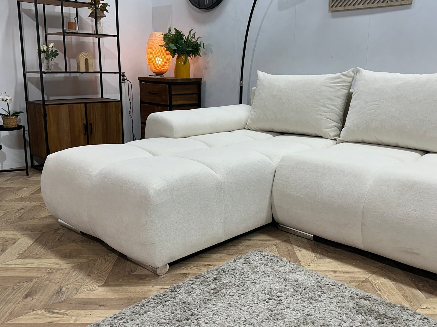 !Showroommodel! Witte Velvet Hoekbank