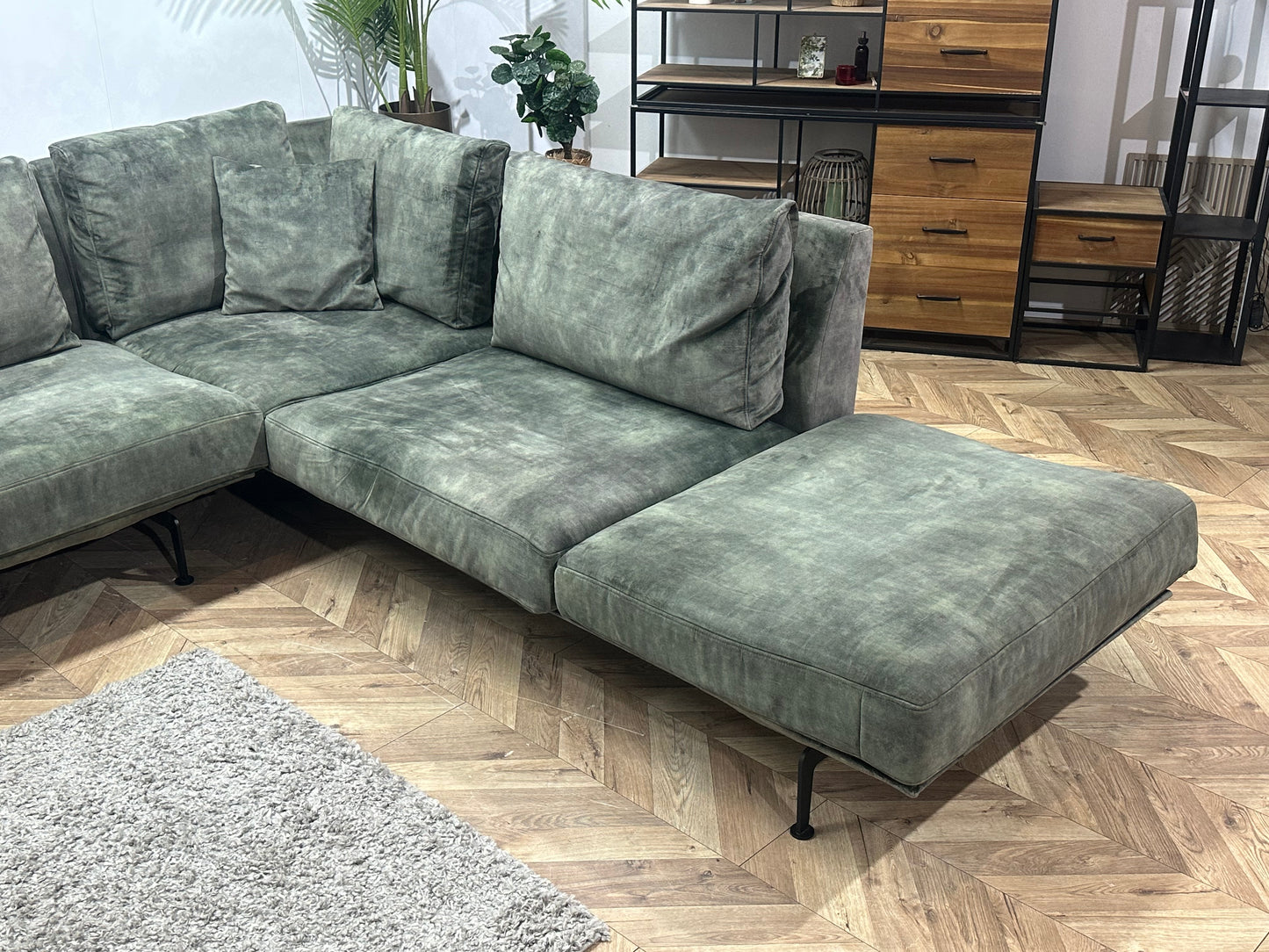 Passe Partout Groene Velvet Ruime Hoekbank Inc Fauteuil ~ Losse Kussens Met Afneembare Hoezen