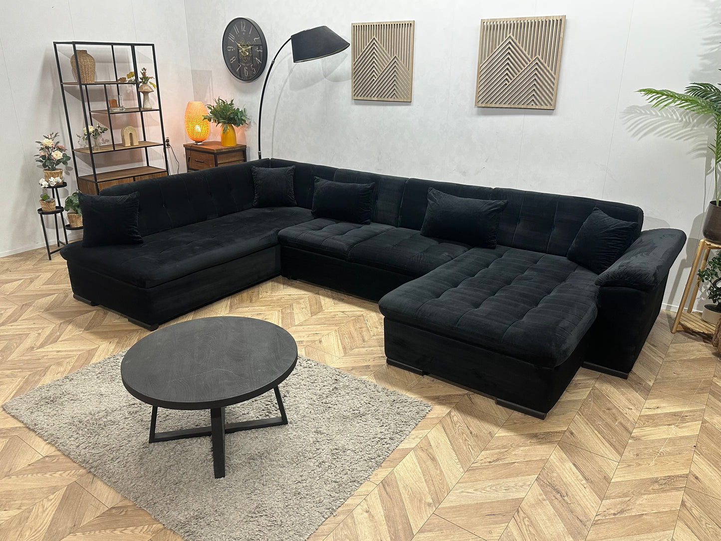 Zwarte Velvet U Bank ~ Vaste Kussens