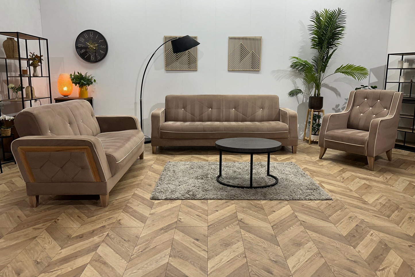 Istikbal Bruine Velvet Banken Set ~ Slaapfunctie