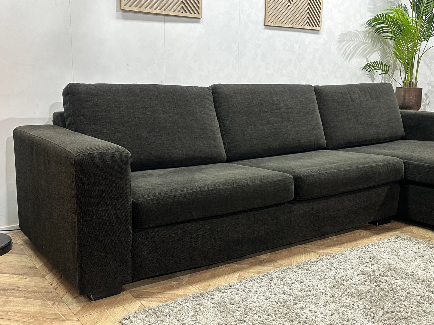 Antraciet Suède Stoffen Hoekbank ~ Losse Kussens Met Afneembare Hoezen