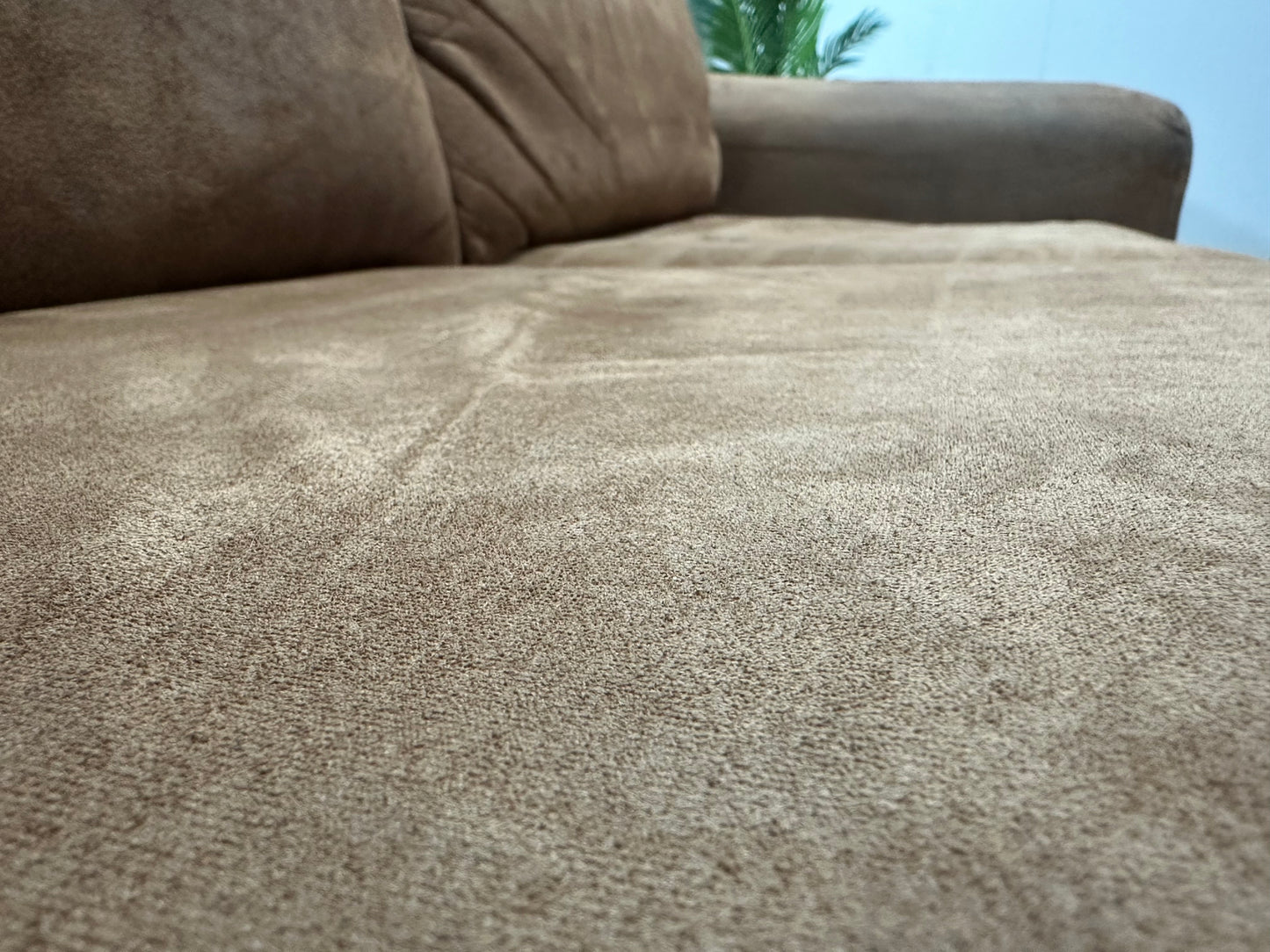 Cognac Bruine Suède Lederen 2.5-Zits Bank ~ Losse Kussens Met Afneembare Hoezen