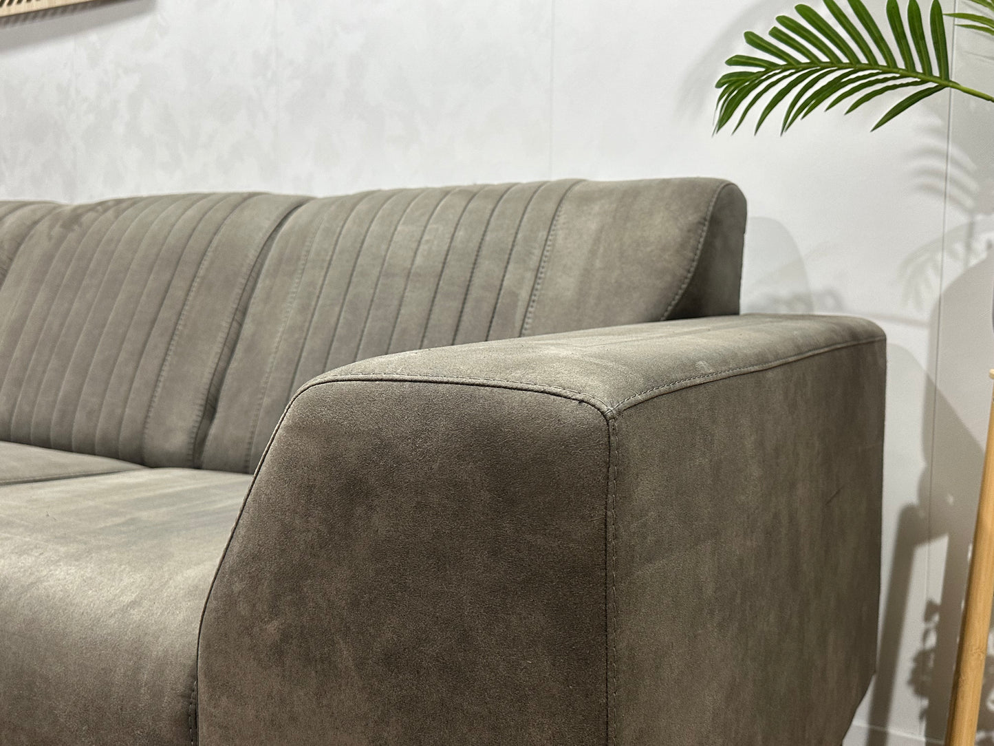 Antraciet Suède Stoffen Hoekbank ~ Vaste Kussens