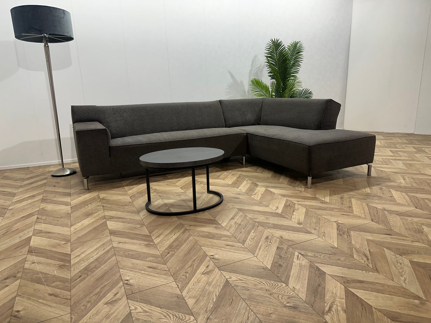 Grijze Design Hoekbank ~ Vaste Kussens