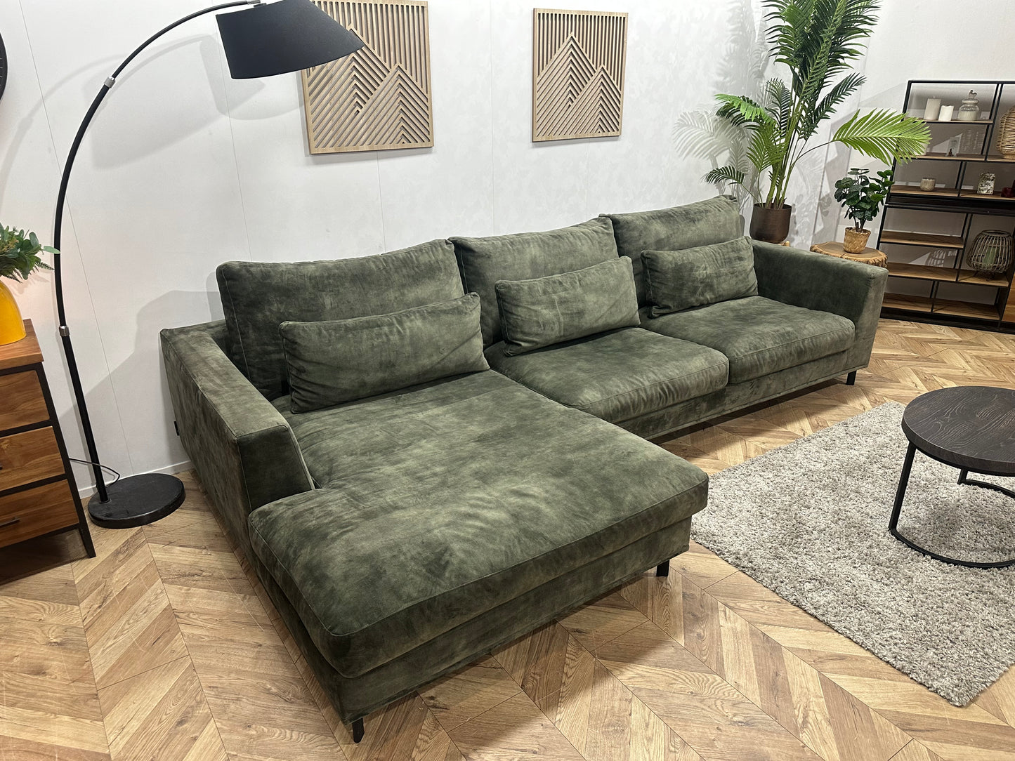 Room108 Donker Groene Velvet Hoekbank ~ Nieuwstaat