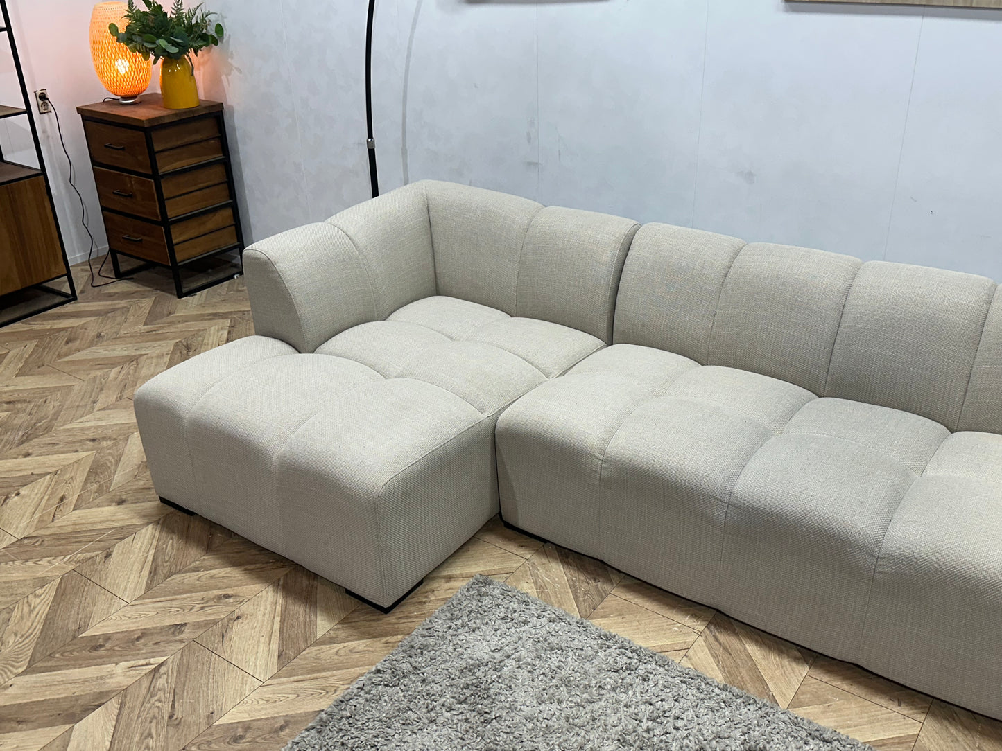 Crème Hoekbank ~ Vaste Kussens