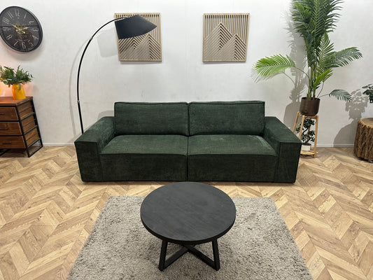 Groene Velvet 2.5-Zits Bank ~ Losse Rugkussens Met Afneembare Hoezen