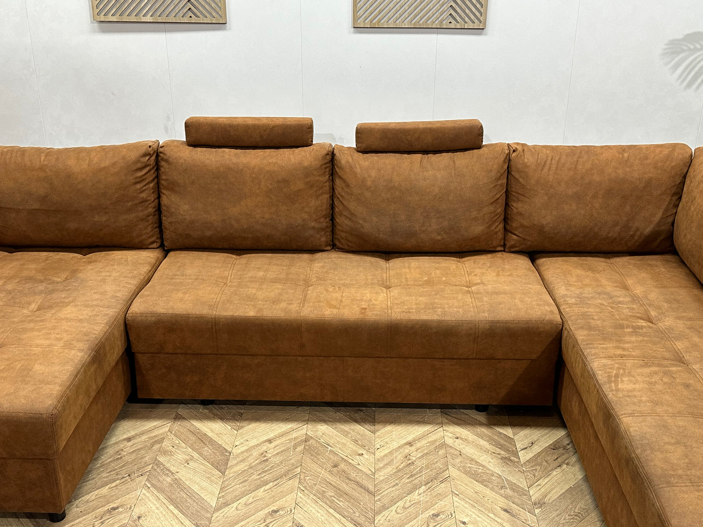 Cognac Bruine Suède Stoffen U Bank ~ Slaapfunctie