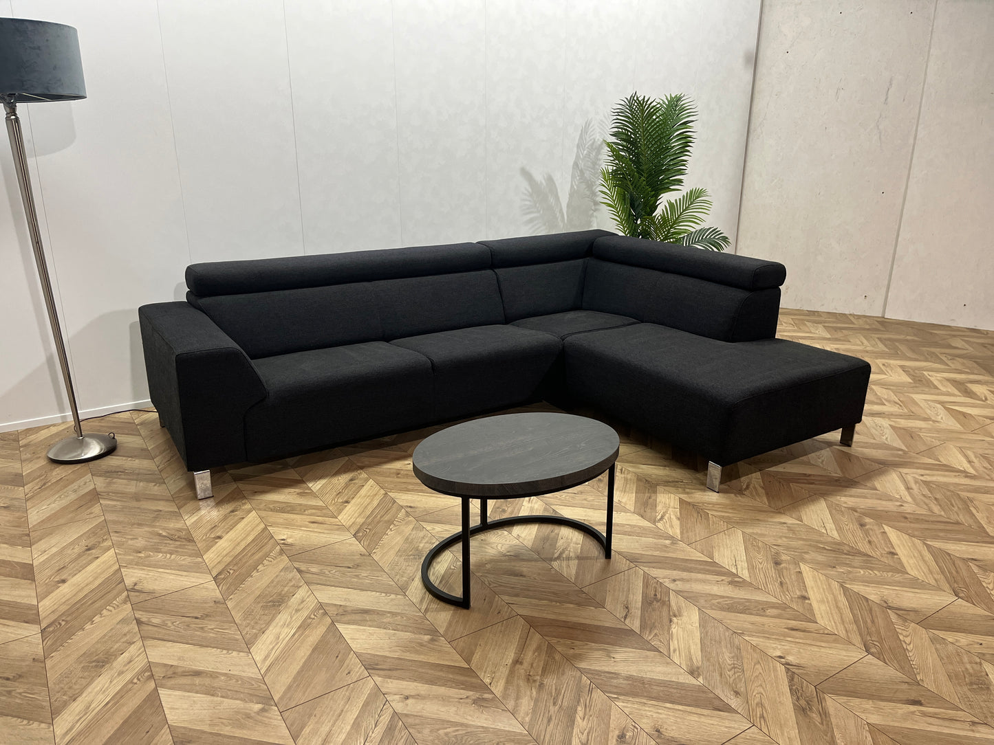 IN.HOUSE Zwarte Hoekbank ~ Verstelbare Hoofdsteunen