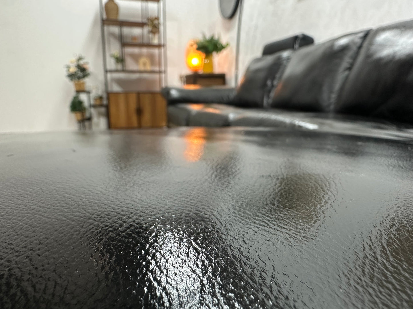 Zwarte Echt Lederen Hoekbank ~ Geïmpregneerd