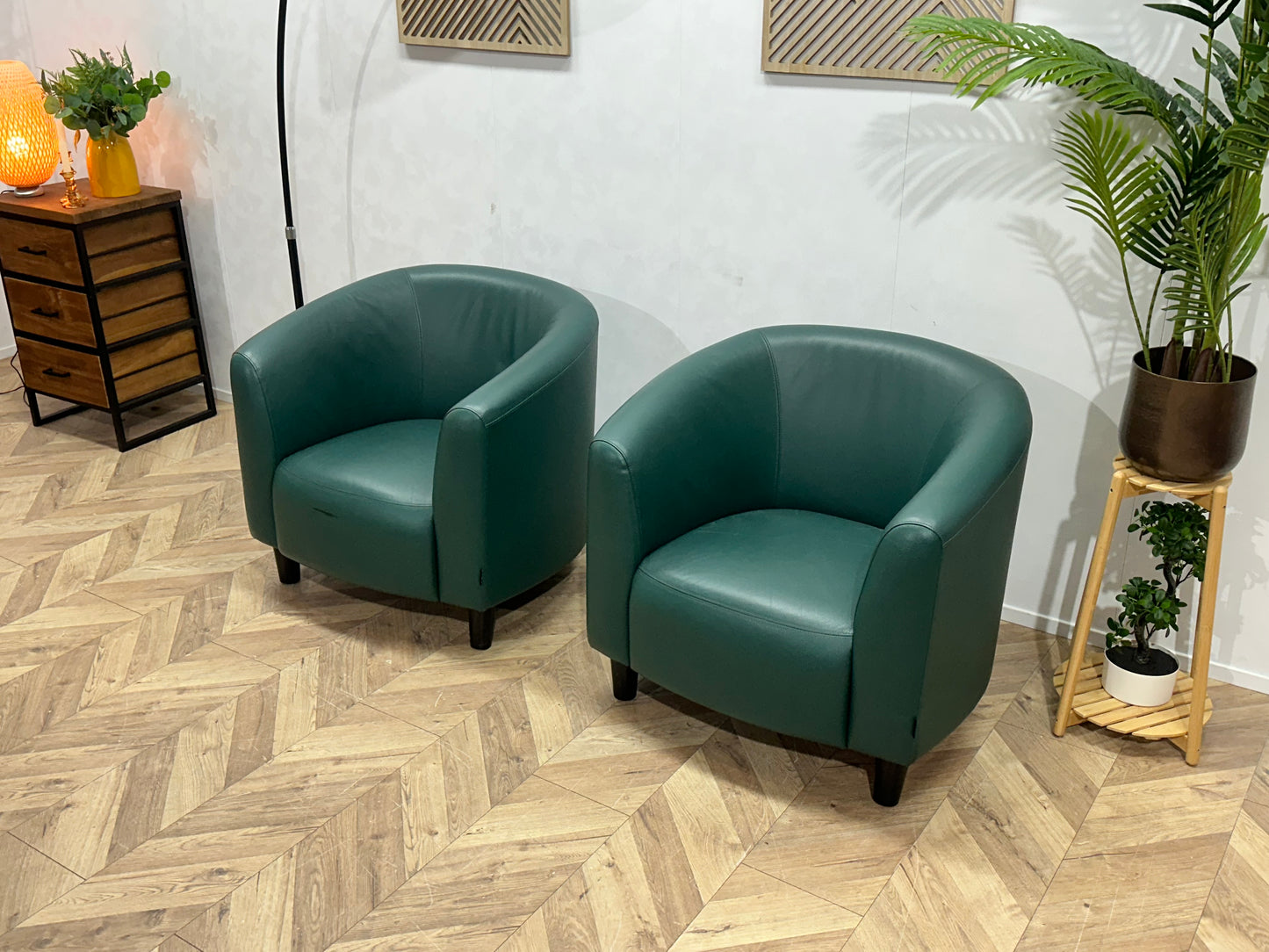 Groene Echt Lederen Stoelen Set