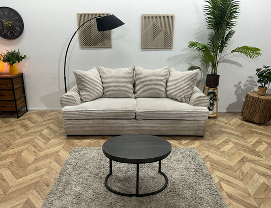 Witte Ribstof 2.5-Zits Bank ~ Losse Kussens Met Afneembare Hoezen