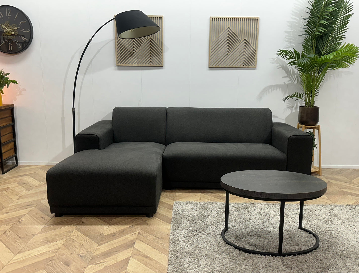 Antraciet Hoekbank ~ Vaste Kussens