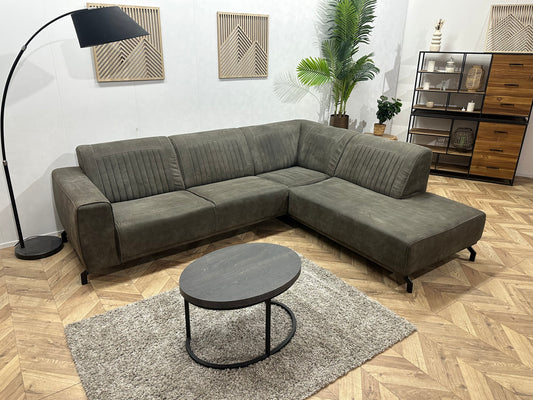 Antraciet Suède Stoffen Hoekbank ~ Vaste Kussens