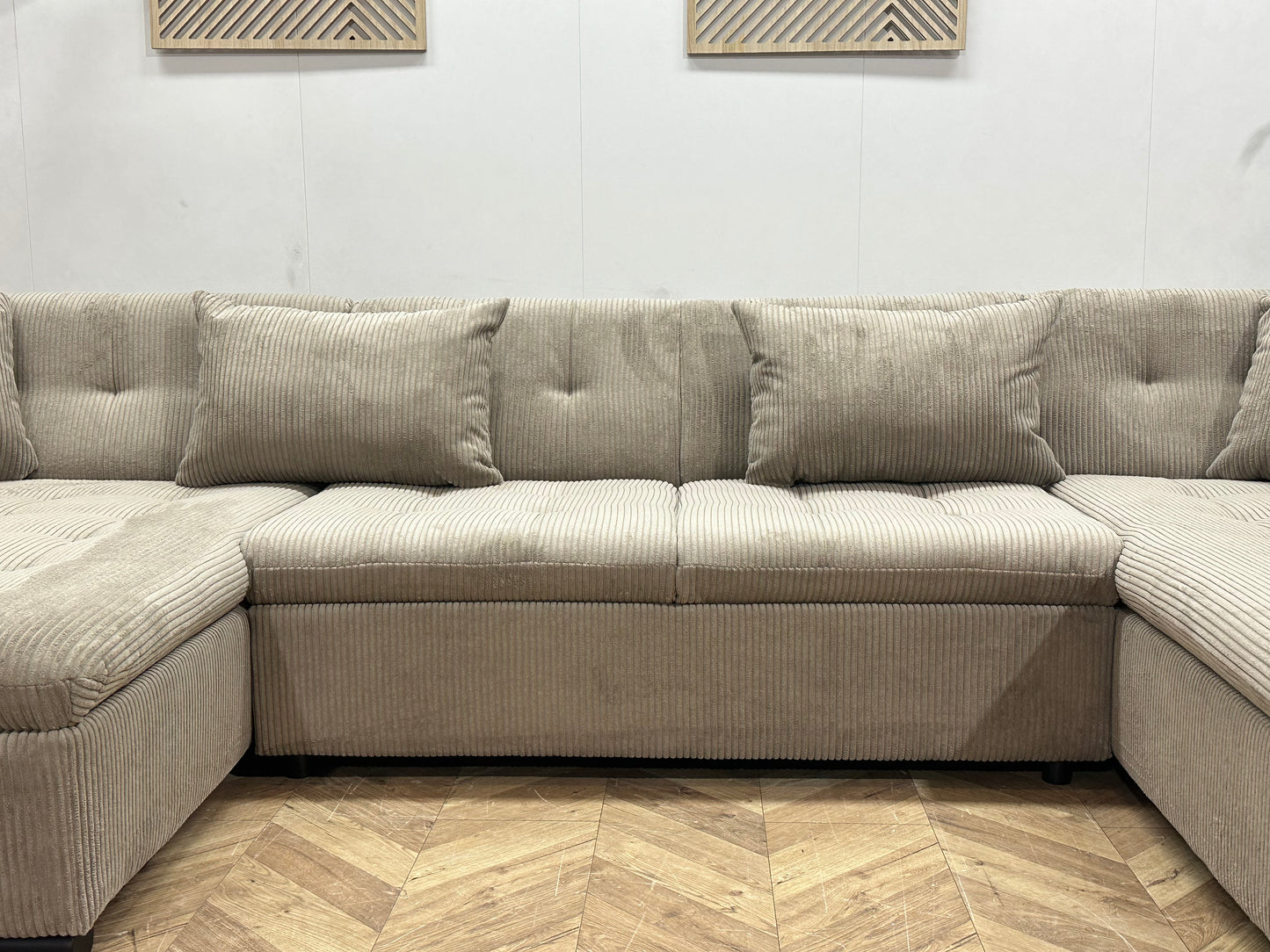 !Showroommodel! Licht Bruine Ribstof U Bank