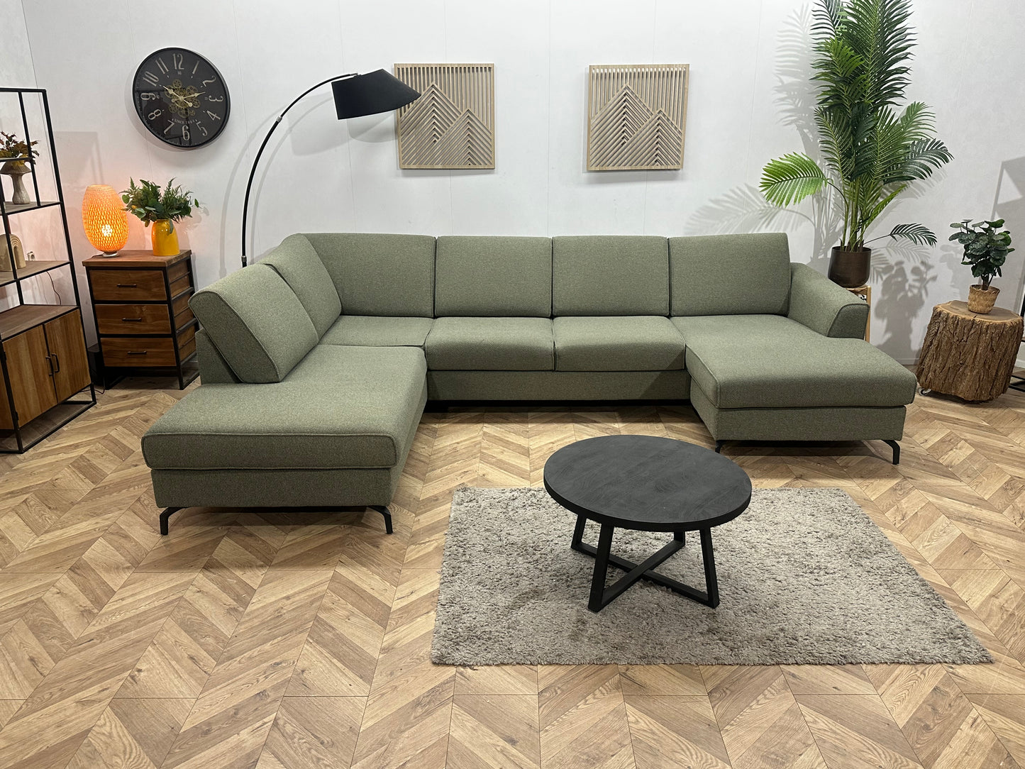 H&H Grijze U Bank ~ Losse Kussens Met Afneembare Hoezen