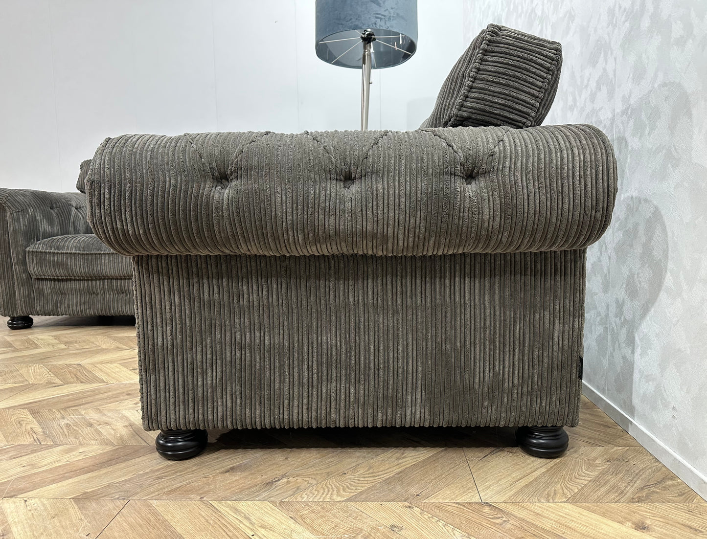 UrbanSofa Antraciet Ribstof Fauteuil Set ~ Losse Kussens Met Afneembare Hoezen