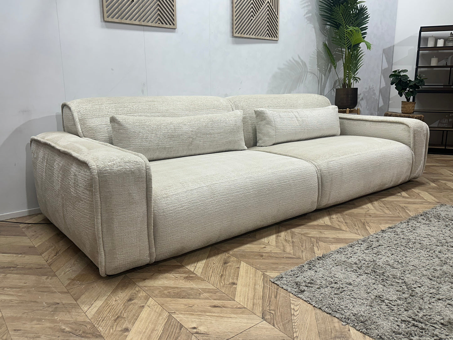 Agpol Witte Cremona Stoffen 3-Zits Bank Inc Hocker ~ Nieuwstaat