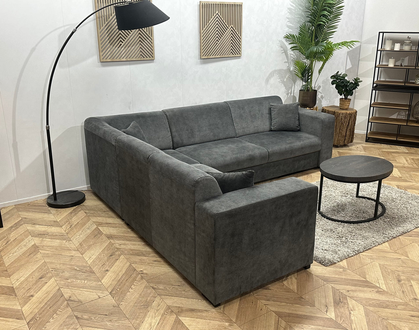 !Showroommodel! Antraciet Velvet Hoekbank