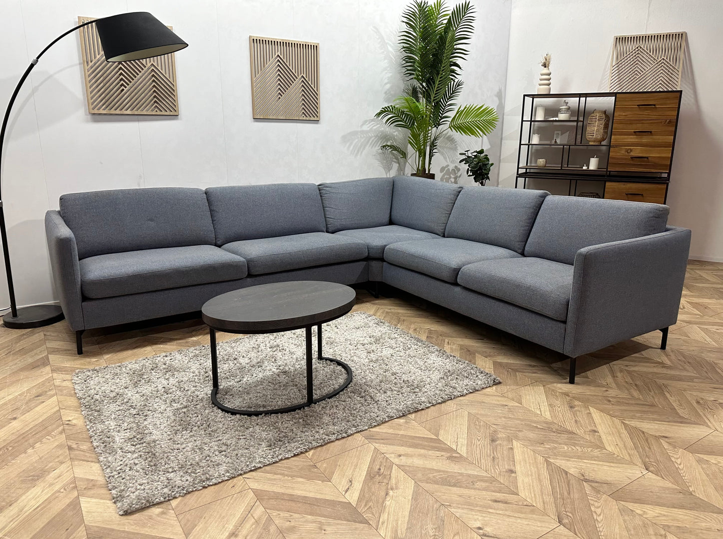 Blauwe/Grijze Hoekbank ~ Losse Kussens Met Afneembare Hoezen