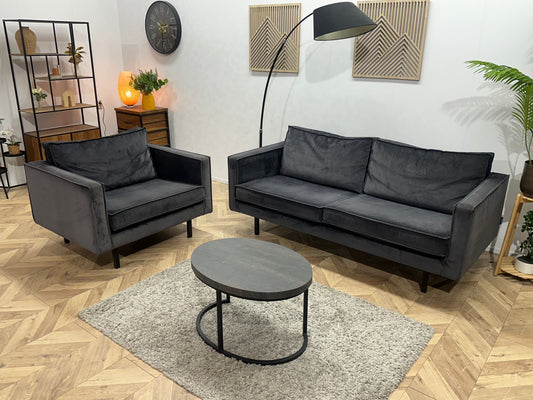 Be Pure Antraciet Velvet Banken Set ~ Losse Kussens Met Afneembare Hoezen