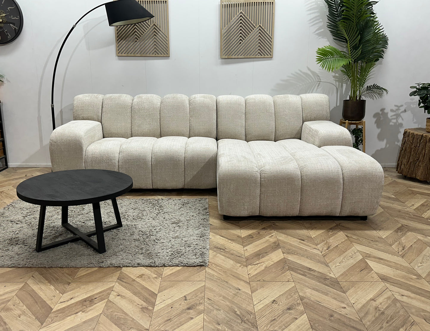 !Showroommodel! Witte/Crème Cremona Stoffen Hoekbank