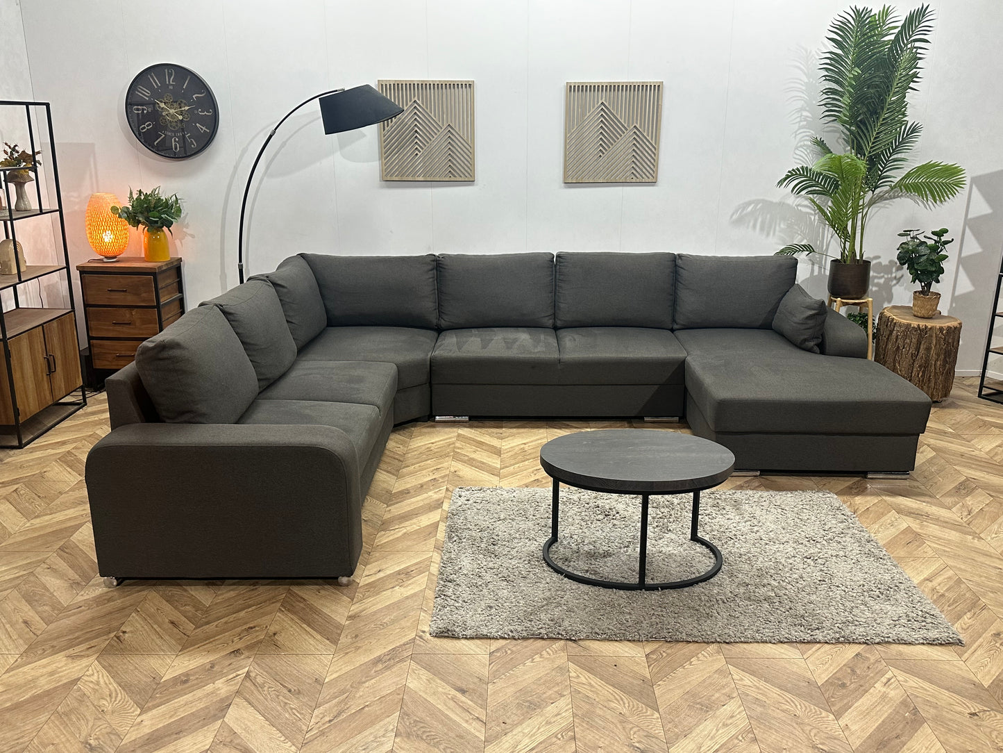 !Showroommodel! Antraciet Suède Stoffen U Bank