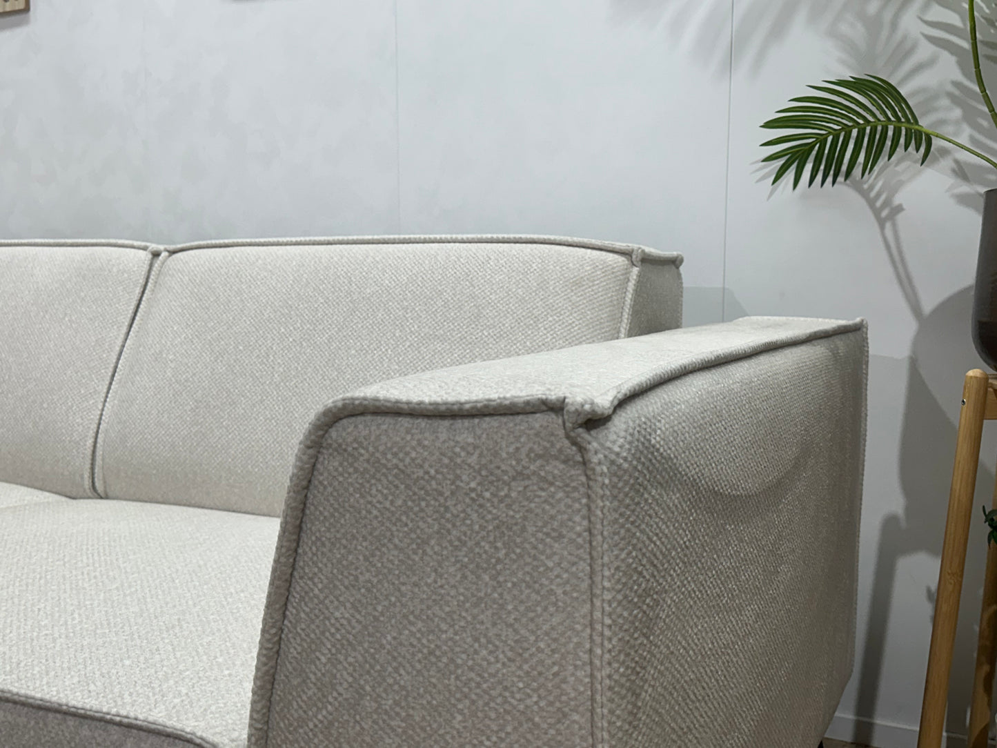 !Showroommodel! Witte Chenille Stoffen Hoekbank