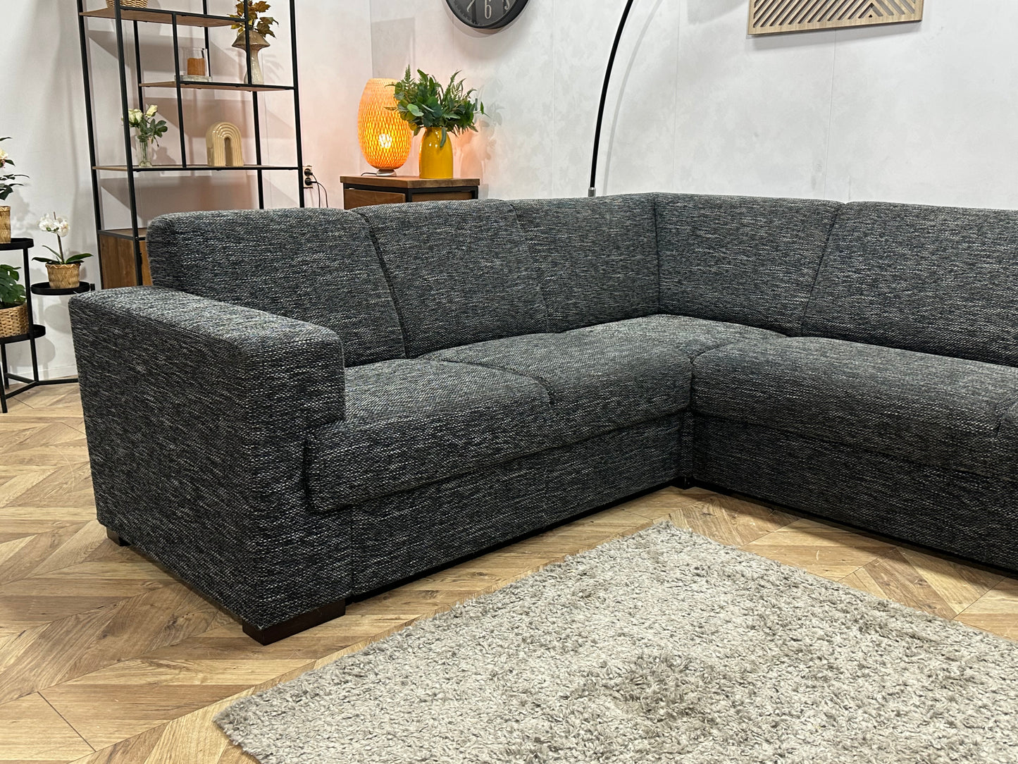 Antraciet Hoekbank ~ Vaste Kussens