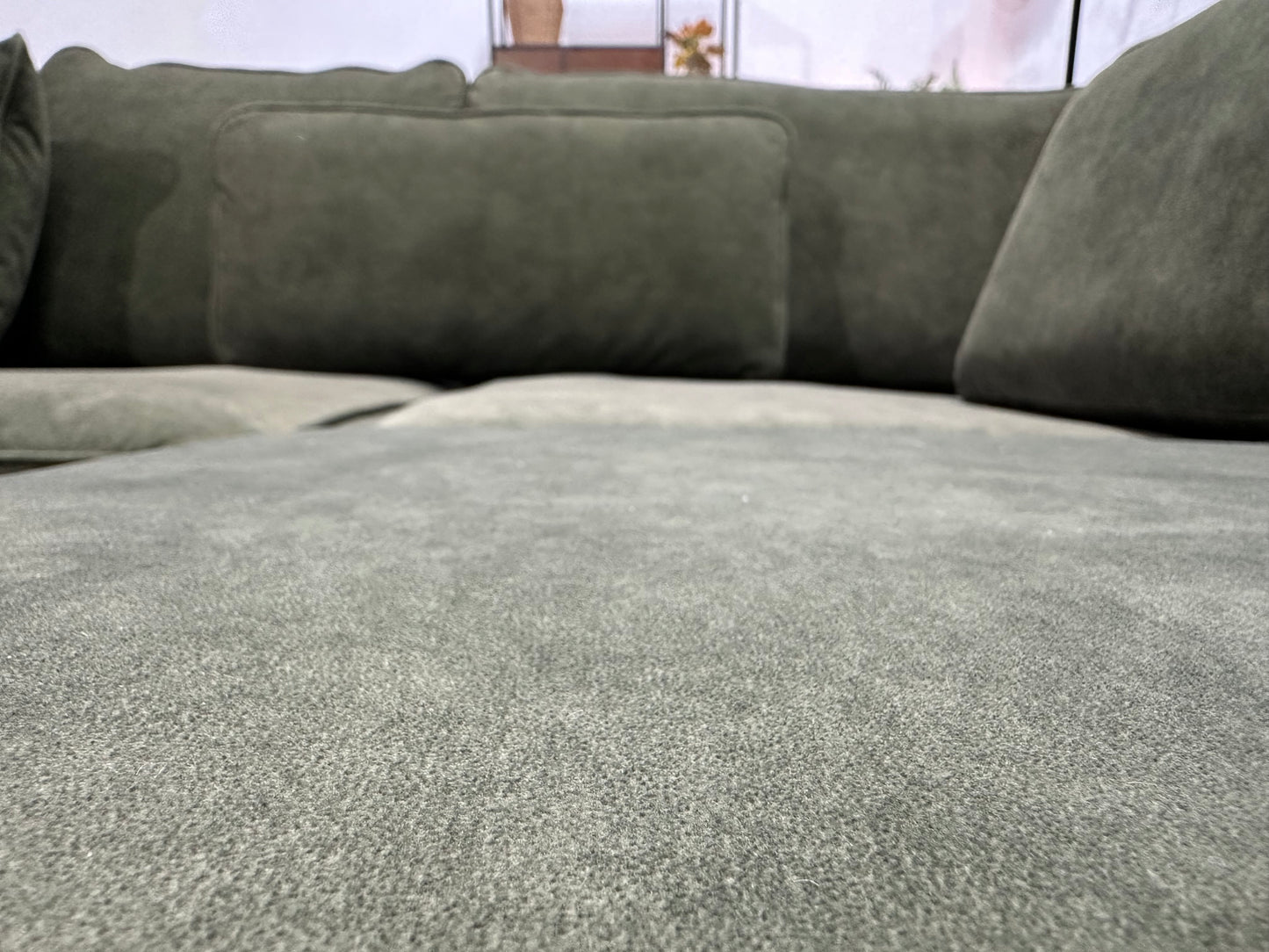Groene Velvet Hoekbank ~ Losse Kussens Met Afneembare Hoezen