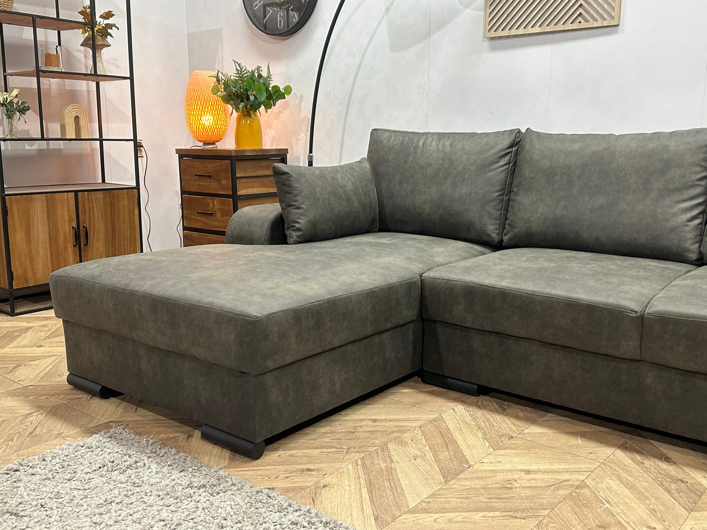 !Showroommodel! Antraciet Suède Stoffen U Bank