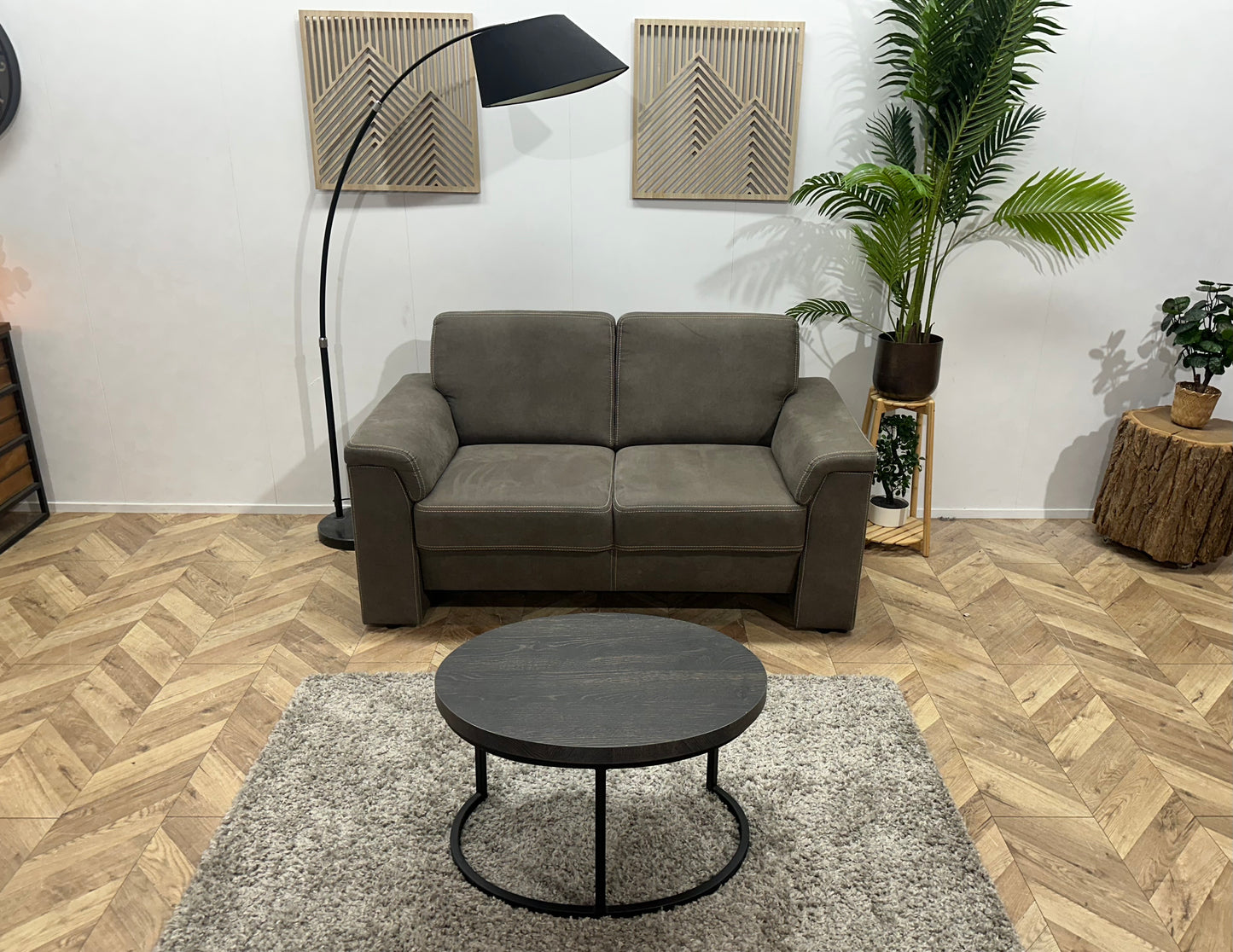 Grijze Suède Stoffen 2.5-Zits Bank ~ Vaste Kussens